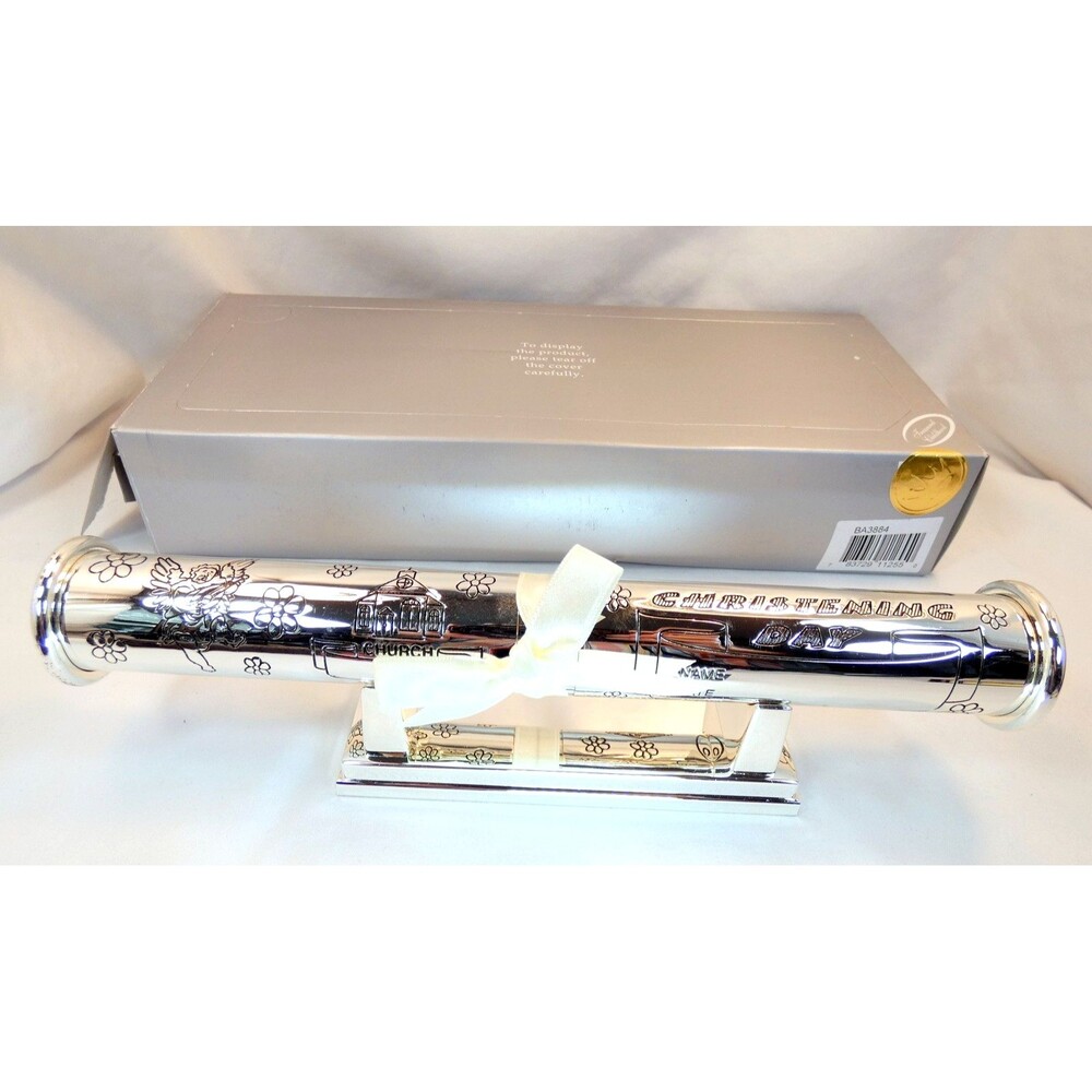 Silver Plated Baby Christening Certificate Holder New Engrave / Personalize